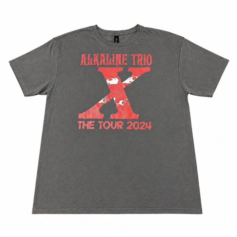 Alkaline Trio The Tour 2024 Band T-Shirt Mens Charcoal Grey Red Graphic Tee